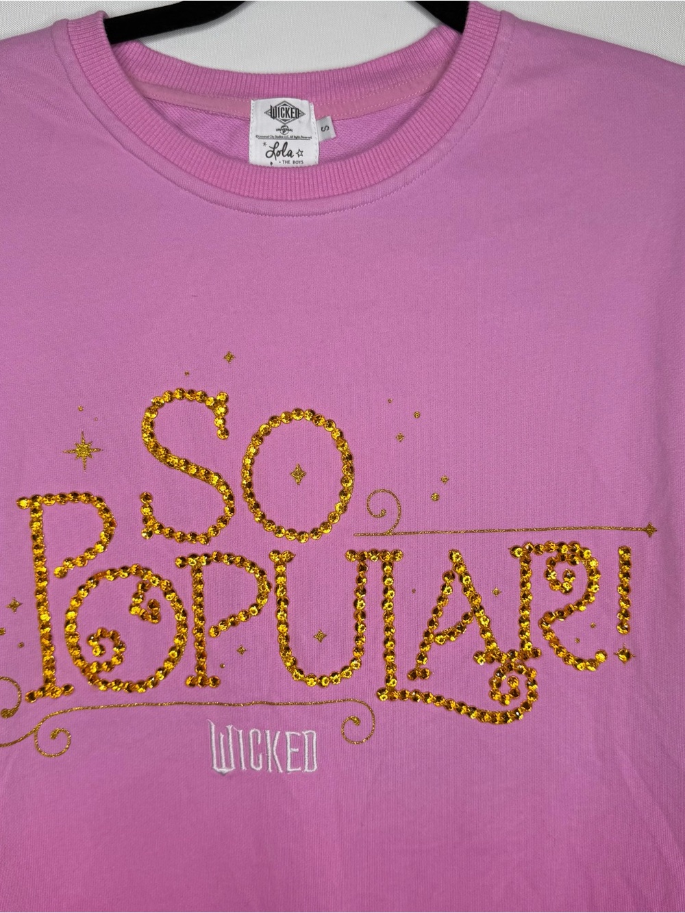 Lola + The Boys Pink Sequin "So Popular!" Graphic Sweatshirt